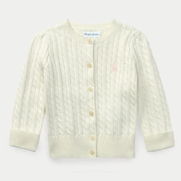 Ralph Lauren Mini-Cable Cotton Cardigan - Picture 1 of 7